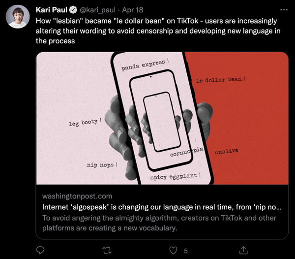 Algospeak is quickly becoming a major source of Internet slang