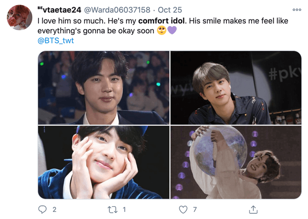 A Twitter user repping their comfort idol