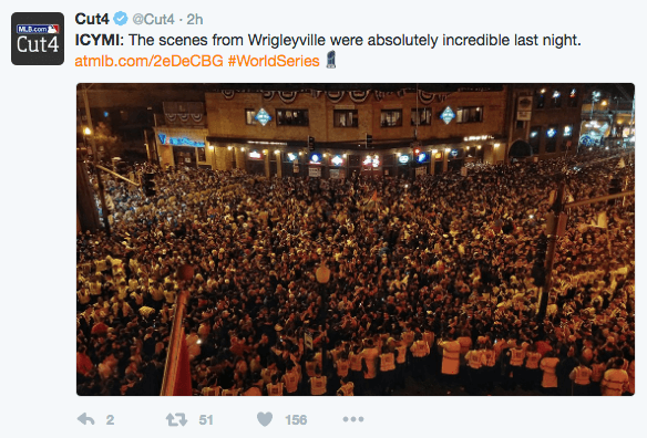 ICYMI tweet about the Cubs winning the World Series